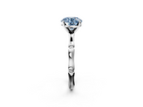 White gold Fancy Blue Round  Solitaire Diamond Ring with Bamboo Band and Four-Prong Setting_122