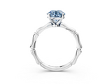 White gold Fancy Blue Round  Solitaire Diamond Ring with Bamboo Band and Four-Prong Setting_122
