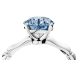 White gold Fancy Blue Round  Solitaire Diamond Ring with Bamboo Band and Four-Prong Setting_124