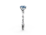 White gold Fancy Blue Round  Solitaire Diamond Ring with Bezel Set Side Stones and Prong Setting_5