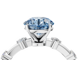 White gold Fancy Blue Round  Solitaire Diamond Ring with Bezel Set Side Stones and Prong Setting_7