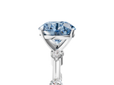 White gold Fancy Blue Round  Solitaire Diamond Ring with Bezel Set Side Stones and Prong Setting_8