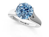 White gold Fancy Blue Round  Solitaire Diamond Ring with Cathedral Band and Four-Prong Setting_84