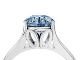 White gold Fancy Blue Round  Solitaire Diamond Ring with Cathedral Band and Four-Prong Setting_87
