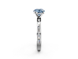 White gold Fancy Blue Round  Solitaire Diamond Ring with Channel-Set Baguette Band and Four-Prong Setting_103