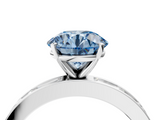 White gold Fancy Blue Round  Solitaire Diamond Ring with Channel-Set Baguette Band and Four-Prong Setting_105