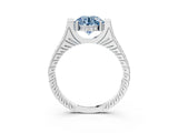 White gold Fancy Blue Round  Solitaire Diamond Ring with Channel Set Band and Bezel Prong Setting_59