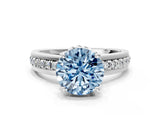 White gold Fancy Blue Round  Solitaire Diamond Ring with Channel Set Band and Six-Prong Setting_48