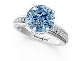 White gold Fancy Blue Round  Solitaire Diamond Ring with Channel Set Band and Six-Prong Setting_49
