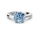 White gold Fancy Blue Round  Solitaire Diamond Ring with Four-Prong Setting and Classic Band_3