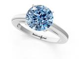 White gold Fancy Blue Round  Solitaire Diamond Ring with Four-Prong Setting and Classic Band_4