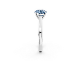 White gold Fancy Blue Round  Solitaire Diamond Ring with Four-Prong Setting and Classic Band_5