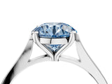 White gold Fancy Blue Round  Solitaire Diamond Ring with Four-Prong Setting and Tapered Band 5