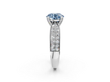 White gold Fancy Blue Round  Solitaire Diamond Ring with Milgrain Pavé Band and Four-Prong Setting_22