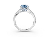White gold Fancy Blue Round  Solitaire Diamond Ring with Milgrain Pavé Band and Four-Prong Setting_23