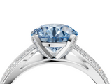 White gold Fancy Blue Round  Solitaire Diamond Ring with Milgrain Pavé Band and Four-Prong Setting_24
