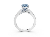 White gold Fancy Blue Round  Solitaire Diamond Ring with Pavé Band and Four-Prong Setting_81
