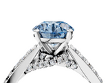 White gold Fancy Blue Round  Solitaire Diamond Ring with Pavé Band and Four-Prong Setting_82