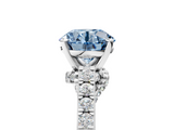 White gold Fancy Blue Round  Solitaire Diamond Ring with Pavé Band and Four-Prong Setting_83