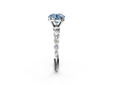 White gold Fancy Blue Round  Solitaire Diamond Ring with Pave Band and Four-Prong Setting_250