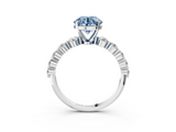 White gold Fancy Blue Round  Solitaire Diamond Ring with Pave Band and Four-Prong Setting_257