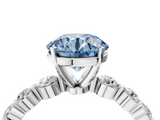 White gold Fancy Blue Round  Solitaire Diamond Ring with Pave Band and Four-Prong Setting_269
