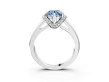 White gold Fancy Blue Round  Solitaire Diamond Ring with Pave Band and Six-Prong Setting_35