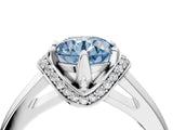 White gold Fancy Blue Round  Solitaire Diamond Ring with Pave Band and Six-Prong Setting_36