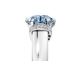 White gold Fancy Blue Round  Solitaire Diamond Ring with Pave Band and Six-Prong Setting_37