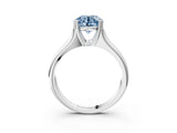 White gold Fancy Blue Round  Solitaire Diamond Ring with Six-Prong Cathedral Setting_35
