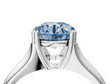White gold Fancy Blue Round  Solitaire Diamond Ring with Six-Prong Cathedral Setting_36