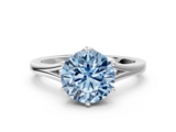 White gold Fancy Blue Round  Solitaire Diamond Ring with Six-Prong Setting and Tapered Band_17
