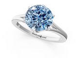 White gold Fancy Blue Round  Solitaire Diamond Ring with Six-Prong Setting and Tapered Band_18