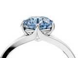 White gold Fancy Blue Round  Solitaire Diamond Ring with Six-Prong Setting and Tapered Band_21