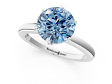 White gold Fancy Blue Round  Solitaire Diamond Ring with Six-Prong Setting on a Classic Band_4