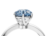 White gold Fancy Blue Round  Solitaire Diamond Ring with Six-Prong Setting on a Classic Band_7