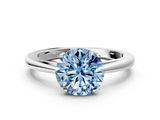 White gold Fancy Blue Round  Solitaire Diamond Ring with Split Shank and Four-Prong Setting_20