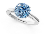 White gold Fancy Blue Round  Solitaire Diamond Ring with Split Shank and Four-Prong Setting_21