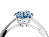 White gold Fancy Blue Round  Solitaire Diamond Ring with Split Shank and Four-Prong Setting_24