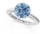 White gold Fancy Blue Round  Solitaire Diamond Ring with Split Shank and Four-Prong Setting_25