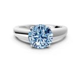 White gold Fancy Blue Round  Solitaire Diamond Ring with Tapered Band and Four-Prong Setting_49