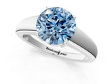 White gold Fancy Blue Round  Solitaire Diamond Ring with Tapered Band and Four-Prong Setting_50