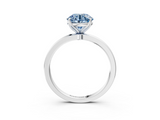 White gold Fancy Blue Round  Solitaire Diamond Ring with Thin Band and Four-Prong Setting_6