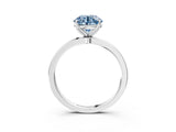 White gold Fancy Blue Round  Solitaire Diamond Ring with Thin Band and Four-Prong Setting_75