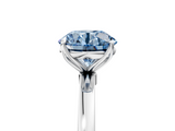 White gold Fancy Blue Round  Solitaire Diamond Ring with Thin Band and Four-Prong Setting_8
