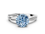 White gold Fancy Blue Round  Solitaire Diamond Twisted Band with Four-Prong Setting_59