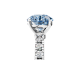 White gold Fancy Blue Round  Solitaire Diamond with Pavé Band and Four-Prong Setting_96