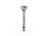 White gold Fancy Blue Round  Solitaire Diamond with Pavé Band and Four-Prong Setting_96