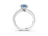 White gold Fancy Blue Round  Solitaire Diamond with Pavé Band and Four-Prong Setting_97