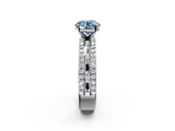 White gold Fancy Blue Round  Solitaire Diamond with Pave and Channel Set Band_107